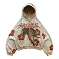 虎・桜 Tora Sakura Tiger Blossom Hoodie — front, on white